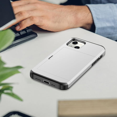 SAMONPOW Compatible with iPhone 13 Case with Card Holder Dual Layer Hybrid Wallet Case Heavy Duty Protection Shockproof 13 Case for Women Men Anti...