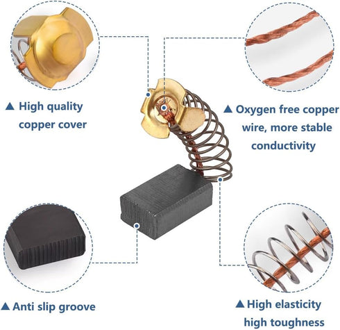 40pcs 10 Sizes Electric Motor Carbon Brushes for Replacement Repair Power Tools and Motors Part Such as Electric Hammer Drills, Circular Saws, Ang...