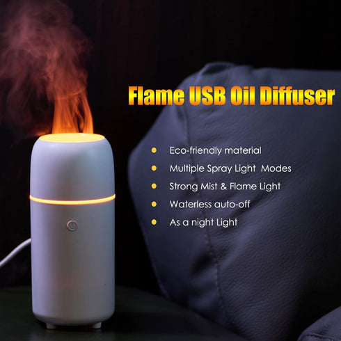Car Diffuser, Car Air Fresheners Car Diffusers for Essential Oils USB Car Humidifier Aromatherapy Diffusers Cool Mist Portable with 7 Color Flame ...