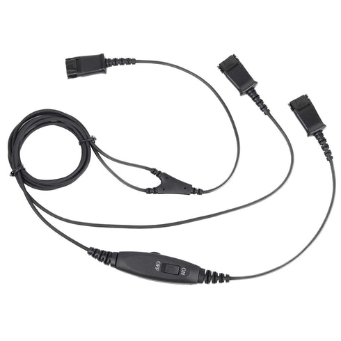 VoiceJoy Call Center Headset Quick Disconnect Cable Y Splitter Adapter Trainer Cable for Training Center Compatible with Plantronics QD headsets S...