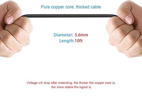 Pixelman 2.5mm Male to Female Backup Camera Extension Cable, 10ft for Dash Cam, Mirror, Rearview, Reverse Camera - Car, Pickup Truck, SUV, Van, RV...