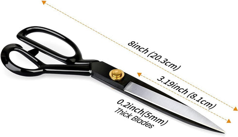 Fabric Scissors, Heavy Duty 8 inch Sewing Scissors for Leather Tailor,Tailoring Shears for Home Office Craft Black...