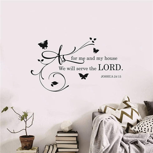 Joshua Quotes Wall Decal As for me and My House We Will Serve The Lord Bible Verse Lettering Wall Sticker Removable Mural for Living Room Kids Roo...