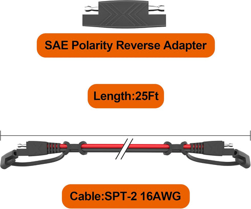 OYMSAE 25Feet SAE to SAE Extension Cable Quick Disconnect Connector 16AWG,for Automotive,Solar Panel Panel SAE Plug(25FT(16AWG)), Charging Adapter...