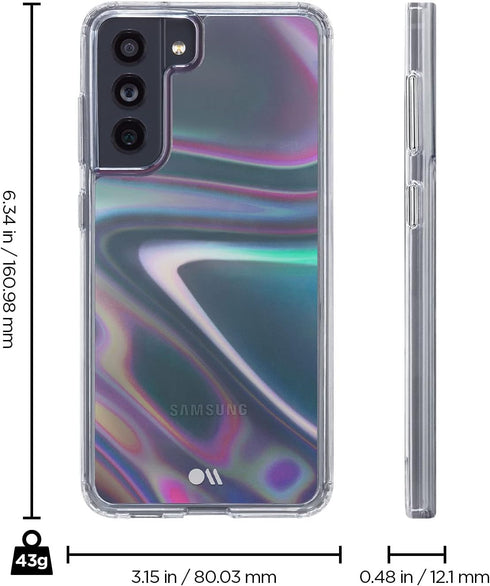 Case-Mate Samsung Galaxy S21 FE Case - Soap Bubble - with 10ft Drop Protection & Wireless Charging - Luxury Bling Glitter Case for S21 FE 5G - Iri...