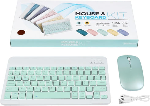 Bluetooth Keyboard and Mouse Combo Ultra-Slim Portable Rechargeable Compact Wireless Mouse Keyboard Set for Pad/iPad Pro/iPad Mini/iPad Air Mac OS...