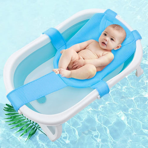 Baby Bath Seat Support Net Newborn Bath Cushion Pad Anti-Slip Infant Bathtub Sling Shower Mesh Mat Soft Bath Net Bath Pillow Adjustable Shower Pad...