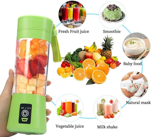 Portable, Personal Mixer Rechargeable with USB, Mini Blender for Smoothie, Fruit Juice, Milk Shakes, 380ml, Six 3D Blades for, 9.12x3.25x3.25 inch...