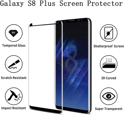 Galaxy S8 Plus Screen Protector, 3 Pack Tempered Glass Screen Protecto?3 Pack ?3D Glass 9H Hardness Tempered Glass Screen Protector for Samsung Ga...