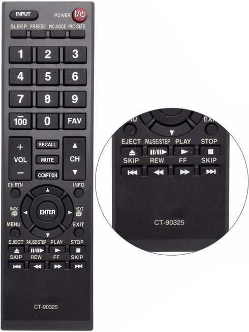 Beyution CT-90325 Replacement Remote Control Fit for Toshiba TV 32SL700A 26SL700A 22SL700A 40E200UL 32DTL 32C100UL 40E20 23L2300U1 29L1350UM 32L13...