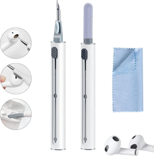 Airpod Cleaner Kit?Earbud Cleaning Kit for Airpods Pro 1 2 3? Multi-Function Cleaning Pen with Soft Brush Flocking Sponge?Suitable for Bluetooth H...