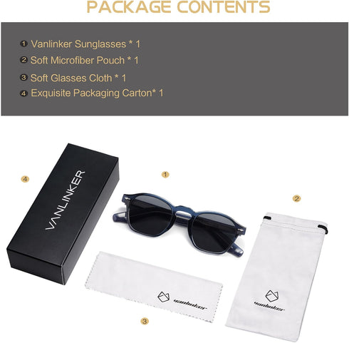 VANLINKER Retro Small Square Sunglasses for Men Womens Trendy Thin Cube Shades Vintage Slim Frames Luxury Eyewear VL9774...