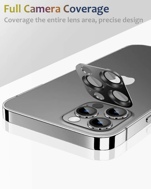 Metal Camera Lens Protector for iPhone 13 Pro Max & iPhone 13 Pro Metal Camera Cover Tempered Glass Screen Protector 9H Anti-Explosion iPhone 13 P...