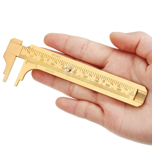 2 Pcs Brass Vernier Caliper Pocket Caliper Handy Caliper Measuring Mini Tool Double Scale Sliding Gauge Metal Pocket Ruler for Bead Wire Jewels Ri...