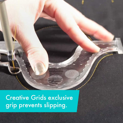Creative Grids Machine Quilting Tool Squiggy - CGRQTA4 – Made in USA Non-Slip Grip Acrylic Quilting & Sewing Template Ruler for Free-Motion Quilt ...