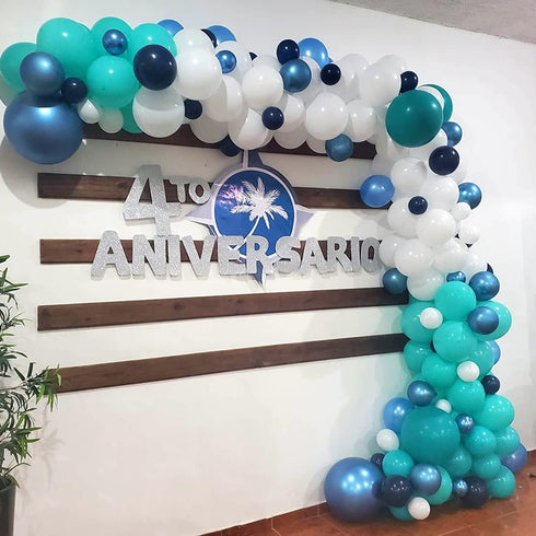 Teal Balloon Garland Arch Kit, Navy Blue Light Blue Teal White Turquoise Aqua Latex Balloons Garland Kit for Boys Girls Women Bridal Baby Shower O...