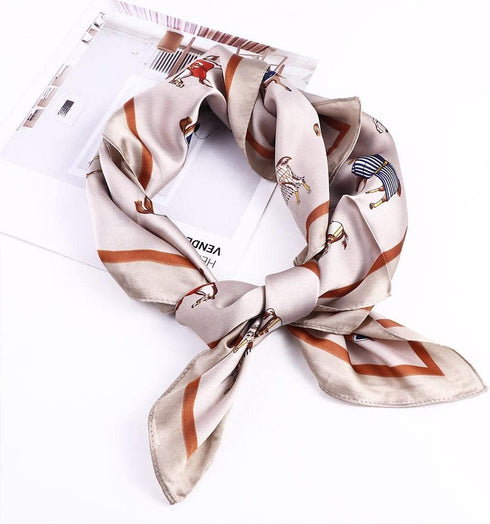 Square Scarf 1PC Retro Elegant Horse Print Silk Neck Scarf Women Square Hair Scarves Head Band Shawls Wraps Neckerchief Beach Sunscreen Headscarf...