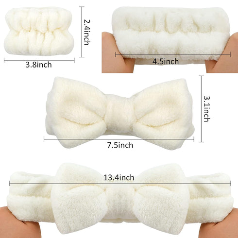 6 PCS Spa Headband with Wrist Washband Face Wash Set, Makeup Headband and Wristband Towel Scrunchies for Washing Face, Skincare Headband Sleepover...