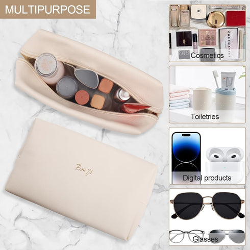 Makeup Bags for Women, PU Leather Portable Waterproof Cosmetic Bag, Multifunctional Toiletry Bag Sanitary Napkin Organizer Skincare Bag, Daily Use...
