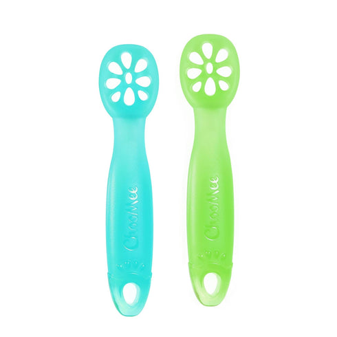 ChooMee Baby Suction Bowls & FlexiDip Learning Utensil Set, 4 CT Small, Aqua Green...
