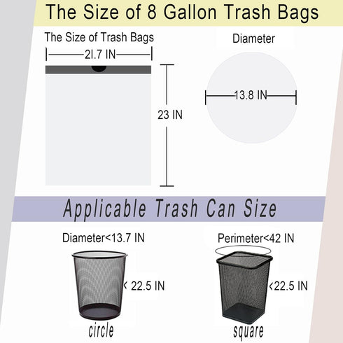 8 Gallon Drawstring Trash Bag, Small Garbage Bags, 45 Count...