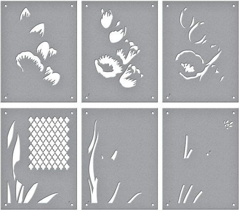 SPELLBINDERS PAPERCRAFTS, INC Spellbinders Layered Stencils 6/Pkg-Wonderful Tulips-Four Petal, Gray...