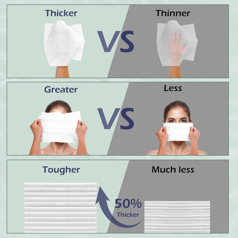 Disposable Face Towel, 100% Cotton, Extra Large 12" x 10" Soft Dry Wipe for Face Wash, Makeup Remover, Biodegradable Towelette for Sensitive Skin,...