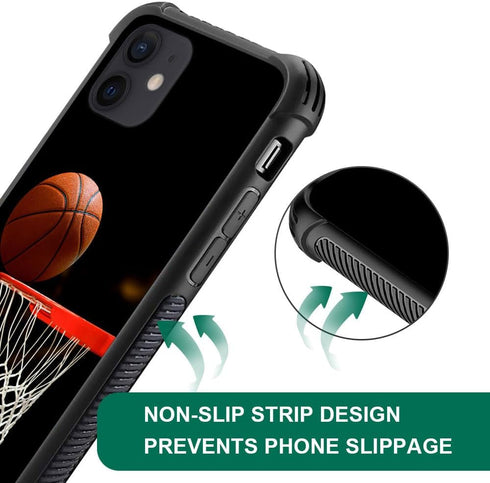 Case Compatible with iPhone 12 Mini Case,Basketball Hoop Pattern Case for iPhone 12 Mini Case for Boys Man,Anti-Scratch Shockproof Cover Case for ...