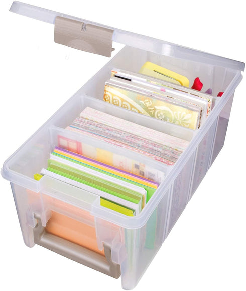 ArtBin Semi Satchel Portable Craft Organizer with 3 Dividers - Clear Plastic Storage Case for Art & Craft Supplies...