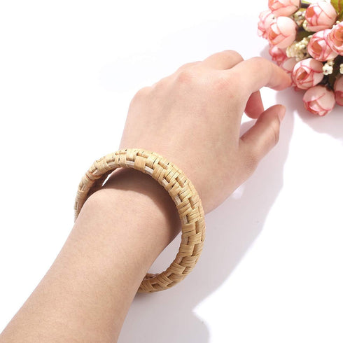Rattan Bracelet For Women Handmade Lightweight Straw Wicker Braid Woven Bangle Bracelet Statement Chunky Bangle Bracelet (Classic A)...