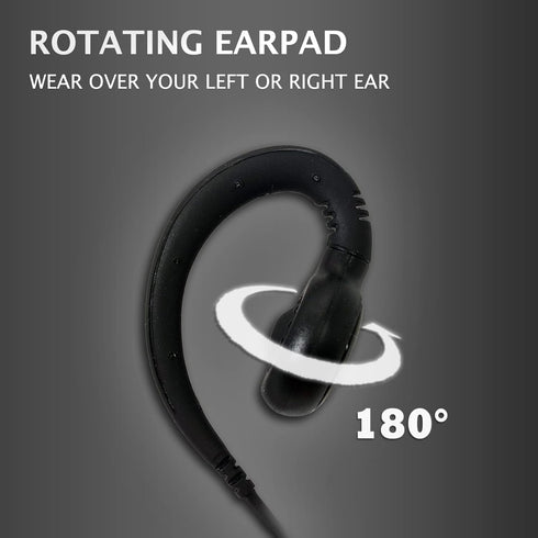 1-Wire C-Shape Swivel Earpiece Headset with PTT Button Mic for Motorola Two-Way Radio Walkie Talkies CP110, CP185, CP200, CLS1110, CLS1410, EP450,...