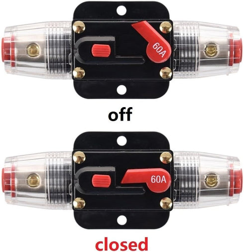 Fuse Holders 60amp 20A 30A 40A 50A 80A 100A 150A Inline Circuit Breaker for Car Audio and Amps Overload Protection Reset Fuse Inverter 12V-24V DC ...