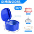 3 Pack Colors Denture Bath Case Cup Box Holder Storage Soak Container with Strainer Basket for Travel Cleaning (White, Blue, Light Blue)...