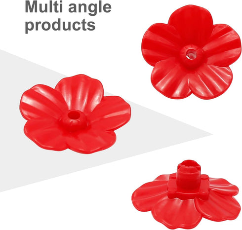 Hummingbird Feeder Flowers, 30 Sets Red Hummingbird Bird Feeder Flowers and 3 Hummingbird Feeder Cleaning Brushes, Multicolor Unique Replaceable H...