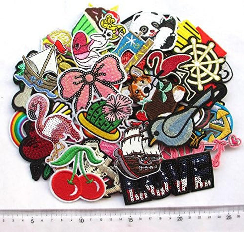 Libiline 100pcs Random Assorted Styles Embroidered Patch Applique Clothes Dress Plant Hat Jean DIY...