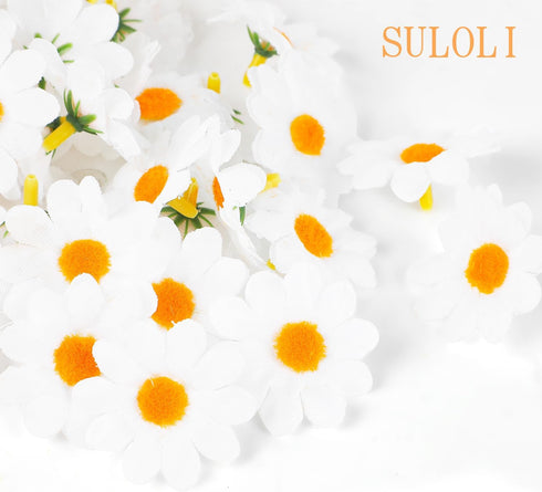 SULOLI 100 Pack Easter Fabric Decorative Daisies Flower Spring for Easter Bonnet Craft Decorations(White)...