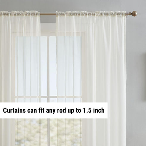HLC.ME Ivory Sheer Voile Window Treatment Rod Pocket Curtain Panels for Bedroom, Kitchen, and Living Room (54 x 72 inches Long, Set of 2)...