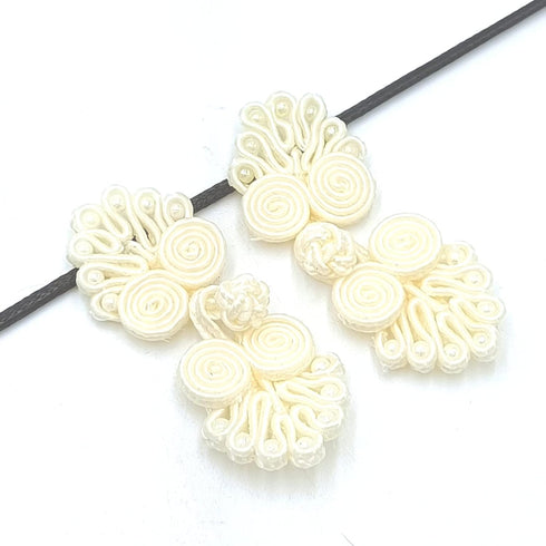 12 Pairs Beige Sewing Chinese Closure Buttons Closure Knot Frog Buttons Vintage Fastener for Cheongsam Cloak Coats and DIY Sewing Accessory 60x23m...