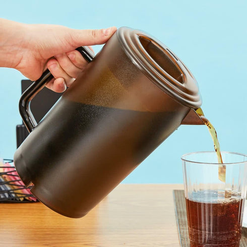 G.E.T. P-3064-1-A-EC BPA-Free Shatterproof Plastic Ice Tea Pitcher with Lid, 2 Quart (64 Ounce), Amber, 1 Pack...