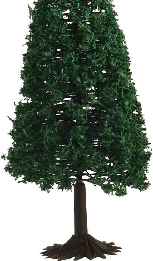Model Trees Hobby Train Scenery Set Artificial Miniature Pine Cedar Firs Conifers Figurines Décor Toy Kit with Green Leaves and Base DIY for Moss ...