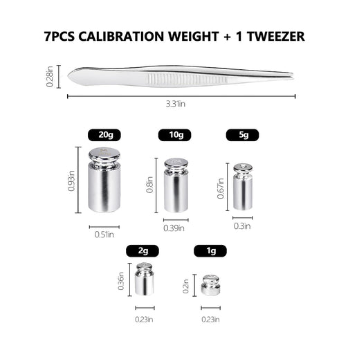 Calibration Weights Set, 7pcs 1-60g Calibration Gram Scale Weights Kit, Small Test Weight for scales digital weight grams, includes: 1g*1, 2g*2, 5...