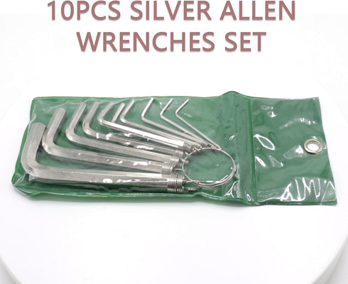 10pcs Silver Allen Wrenches Set, 1.5-10 mm Hex Key Key Chain Set, Portable L Shape Bike Allen Wrench Repair Tool...