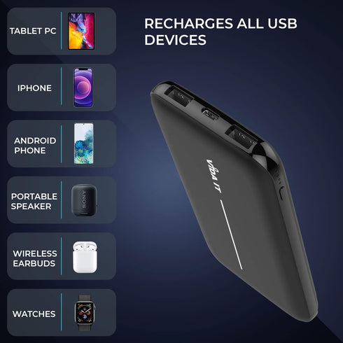 Vida IT Super Slim Power Bank Battery Pack for Heated Vest Jacket Coat Gloves 5V 2A 10000mAh DC Thin Portable Charger for Samsung Galaxy S21 S22 C...