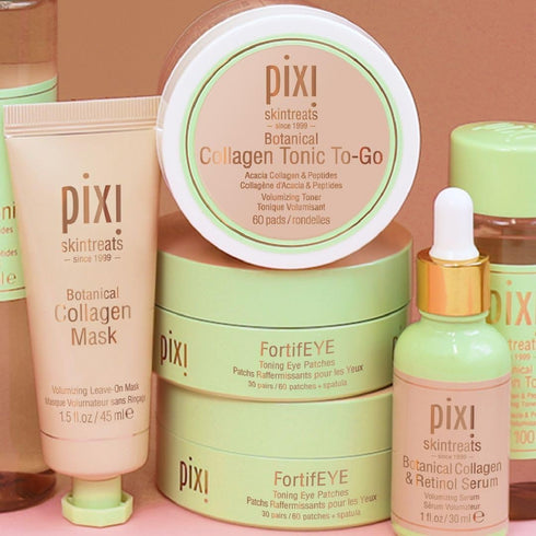 Pixi Botanical Collagen Tonic to-Go,Volumizing & Hydrating Toning Pads, Enhanced with Peptides & Botanicals to Firm & Revitalize, Alcohol-Free Dai...