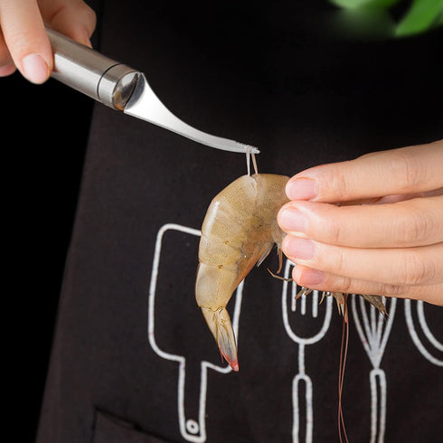 (2 Pack) Stainless Steel Shrimp Line Knife+ Shrimp Peeler, Shrimp line tool Easily Remove Fish Scales shrimp shells Feather for Kitchen Tools...