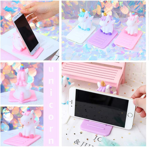 Unicorn Phone Holder - 3 Pack Adjustable Stand - Lovely Animal Desktop Cell Phone Stand, Creative Cartoon Multi-function Desk Phone Stand, SmartPh...