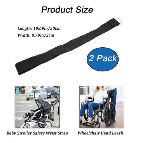 2 Pack Baby Stroller Safety Wrist Strap Adjustable Pram Wheelchair Hand Leash Black Retractable Adjustable Dog Leash Short Rope Safety Belt for Hi...