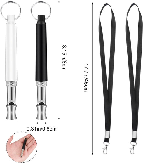 2 Pack Dog Whistle, Adjustable Ultrasonic Silent Dog Whistle, Professional Recall Stop Dog Barking Dog Training Whistles with Lanyard(Black&White)...