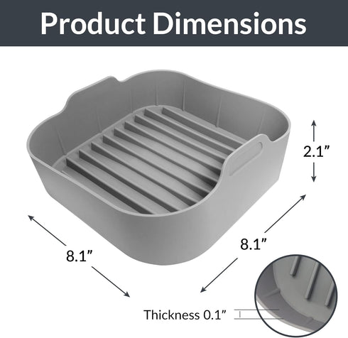 Silicone Air fryer Liners Square, Reusable Airfryer Basket, 6 Quart Air Fryer Inserts, Air Fryer Oven, Microwave Tray Pots, Air Fryer Rubber Acces...