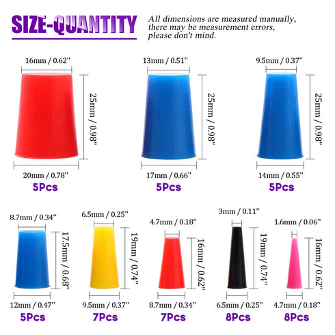 Swpeet 50Pcs High Temp Silicone Rubber Protective Tapered Plug Assortment Kit, Masking System Kit Perfect for Powder Coating, Painting, Anodizing,...
